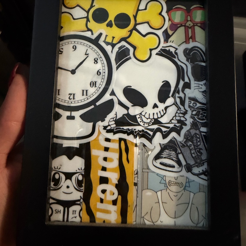 Supreme Sticker Art in Black Frame